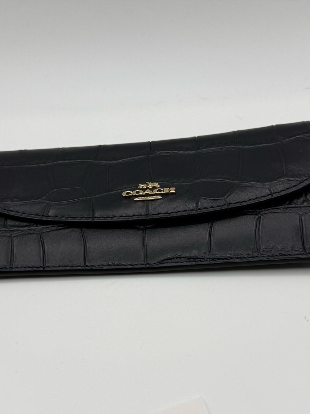 Coach Black Croc-Embossed Leather Wallet - Picture 3 of 7